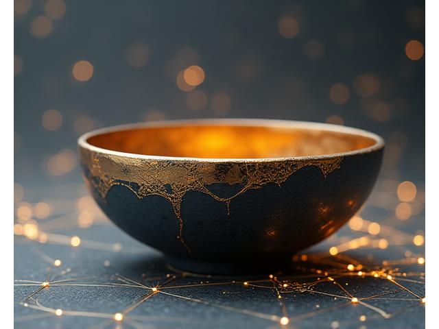 金継ぎの器と強化されたITネットワーク図の概念図